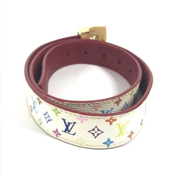 LOUIS VUITTON M9682W MonogramMulticolore Ceinture LV Cut Accessories belt Blanc - Picture 3 of 13